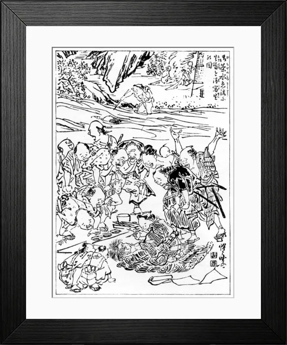 Framed Print : Young Kyosai Sketching the Severed Head, 1898. Artist: Kawanabe Kyosai Framed Print : Young Kyosai Sketching the Severed Head, 1898. Artist: Kawanabe Kyosai
