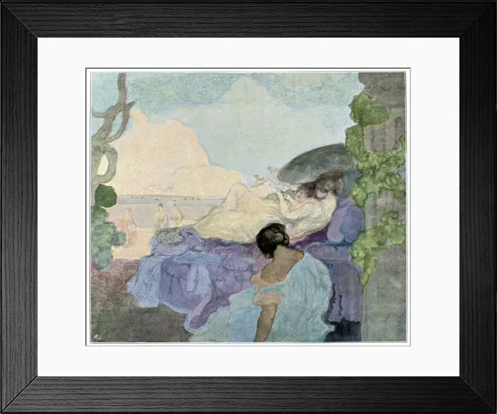 Framed Print : Women relaxing by the sea, 1898. Artist: Charles Conder Framed Print : Women relaxing by the sea, 1898. Artist: Charles Conder