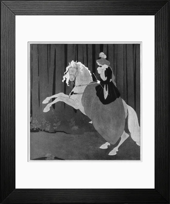 Framed Print : A woman sitting on a rearing horse, 1898. Artist: Aubrey Beardsley Framed Print : A woman sitting on a rearing horse, 1898. Artist: Aubrey Beardsley
