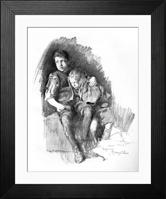 Framed Print : Orphans, 1898. Artist: E Borough Johnson Framed Print : Orphans, 1898. Artist: E Borough Johnson