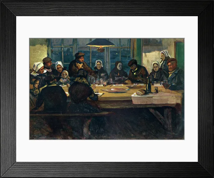 Framed Print : Le Repas D Adieu, 1899. Artist: Charles Cottet Framed Print : Le Repas D Adieu, 1899. Artist: Charles Cottet