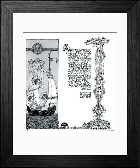 Framed Print : An illustration for Wynken, Blynken and Nod, 1899. Artist: Jessie Marion King