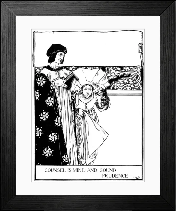 Framed Print : Counsel is Mine and Sound Prudence, 1898. Artist: Eleanor Fortescue-Brickdale Framed Print : Counsel is Mine and Sound Prudence, 1898. Artist: Eleanor Fortescue-Brickdale