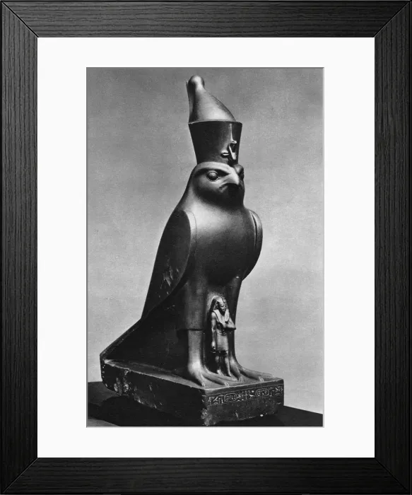 Framed Print : A Horus falcon with King Nectanebo I (380 BC-362 BC), c370 BC (1936) Framed Print : A Horus falcon with King Nectanebo I (380 BC-362 BC), c370 BC (1936)