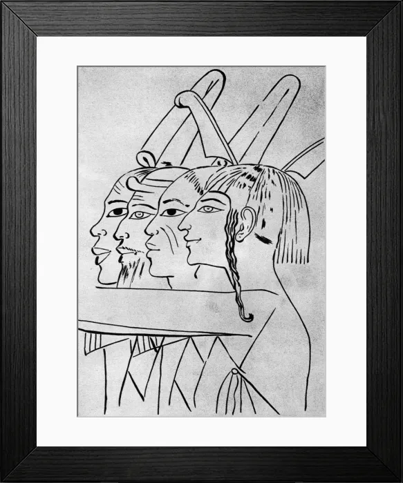 Framed Print : A sketch of African and Asian men from the tomb of King Seti I, Thebes, Egypt, 1936 Framed Print : A sketch of African and Asian men from the tomb of King Seti I, Thebes, Egypt, 1936