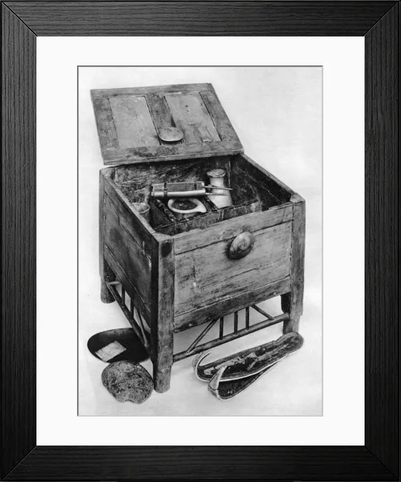 Framed Print : An Ancient Egyptian wooden toilet case, 1936 Framed Print : An Ancient Egyptian wooden toilet case, 1936