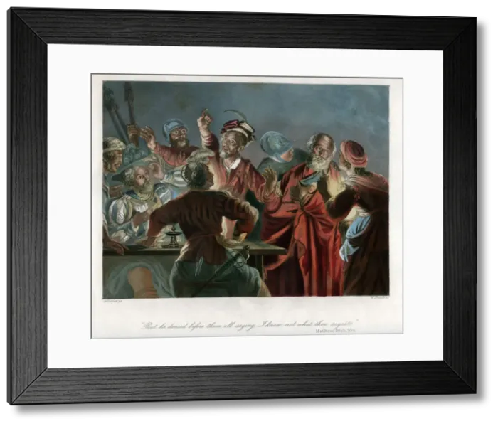 Framed Print : But he denied before them all saying, I know not what thou sayest, c1850. Artist: William French Framed Print : But he denied before them all saying, I know not what thou sayest, c1850. Artist: William French