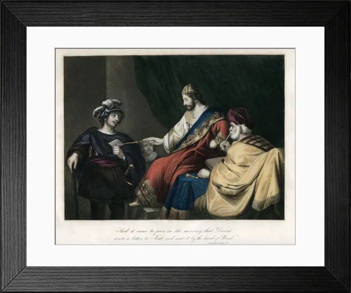 Framed Print : David wrote a letter to Joab, and sent it by the hand of Uriah, c1850 Framed Print : David wrote a letter to Joab, and sent it by the hand of Uriah, c1850