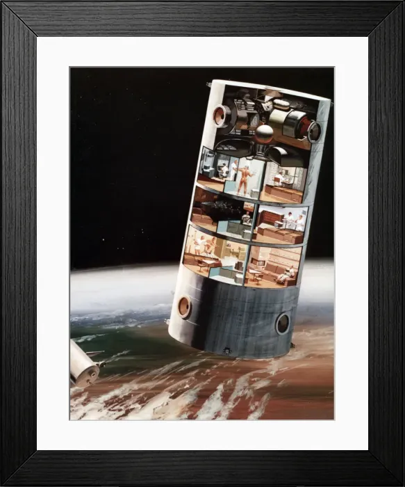Framed Print : A futuristic view of living in space, c1970s. Artist: NASA Framed Print : A futuristic view of living in space, c1970s. Artist: NASA