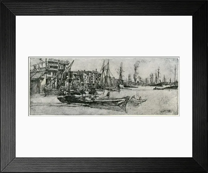 Framed Print : Thames Warehouse, 19th century (1904). Artist: James Abbott McNeill Whistler Framed Print : Thames Warehouse, 19th century (1904). Artist: James Abbott McNeill Whistler