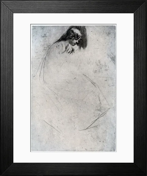 Framed Print : Fumettes Bent Head, c1859 (1904). Artist: James Abbott McNeill Whistler Framed Print : Fumettes Bent Head, c1859 (1904). Artist: James Abbott McNeill Whistler