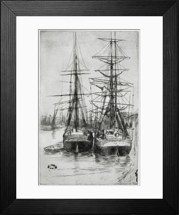 Framed Print : Two Ships, 19th century (1904). Artist: James Abbott McNeill Whistler Framed Print : Two Ships, 19th century (1904). Artist: James Abbott McNeill Whistler