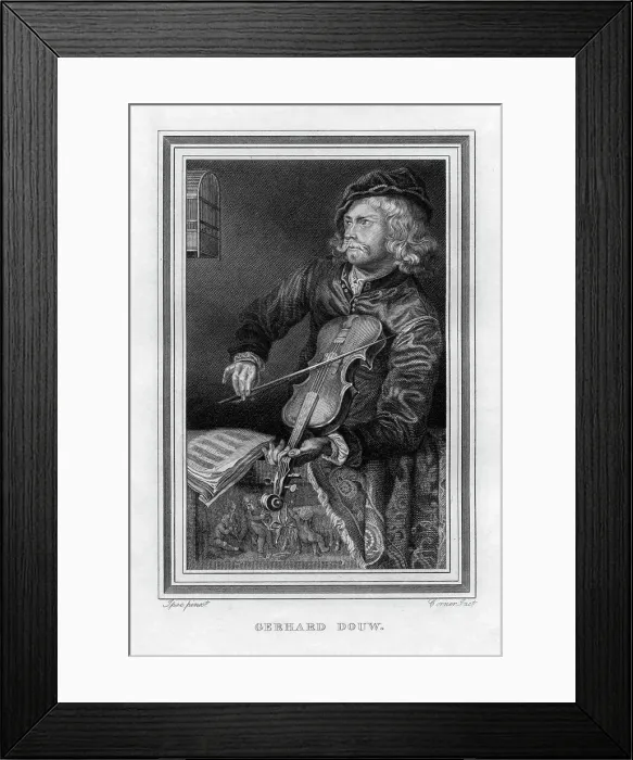 Framed Print : Gerrit Dou (1613-1675), Dutch painter, 1816. Artist: John Corner Framed Print : Gerrit Dou (1613-1675), Dutch painter, 1816. Artist: John Corner