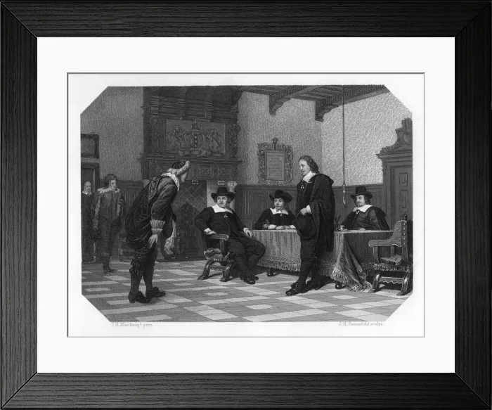 Framed Print : An audience with the council of mayor and aldermen of Amsterdam, 1653 (c1870). Artist: JH Rennefeld Framed Print : An audience with the council of mayor and aldermen of Amsterdam, 1653 (c1870). Artist: JH Rennefeld