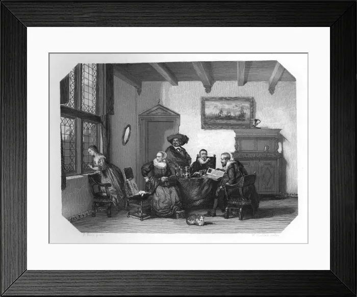 Framed Print : An old Dutch family household, c1870. Artist: W Steelink Framed Print : An old Dutch family household, c1870. Artist: W Steelink