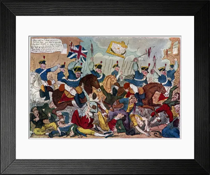Framed Print : The Massacre of Peterloo, or Britons Strike Home, 1819 (1904). Artist: George Cruikshank Framed Print : The Massacre of Peterloo, or Britons Strike Home, 1819 (1904). Artist: George Cruikshank