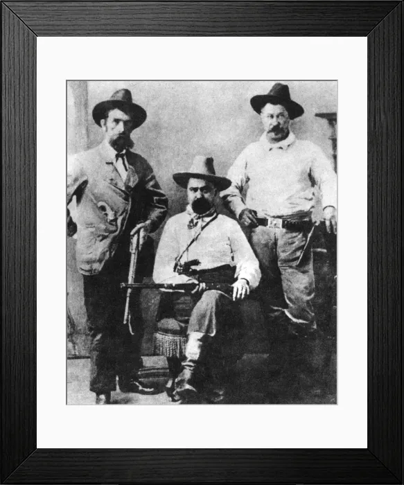 Framed Print : William A Pinkerton, flanked by two express agents, c1870s-1880s (1954) Framed Print : William A Pinkerton, flanked by two express agents, c1870s-1880s (1954)