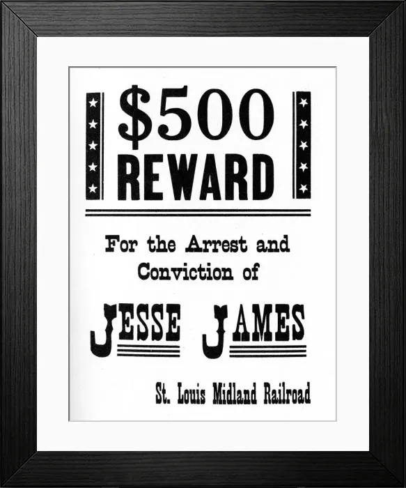 Framed Print : Wanted poster, c1868-1882 (1954) Framed Print : Wanted poster, c1868-1882 (1954)