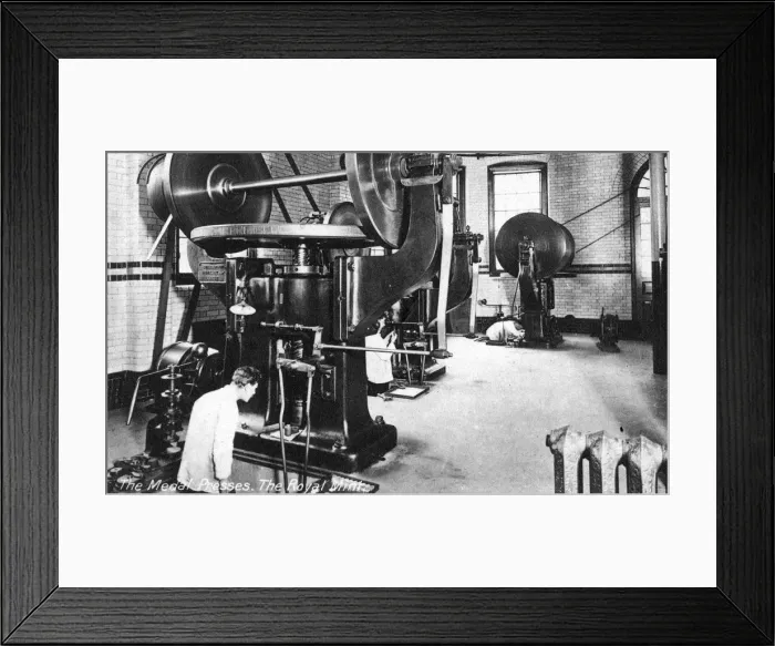 Framed Print : The Medal Press, the Royal Mint, Tower Hill, London, early 20th century Framed Print : The Medal Press, the Royal Mint, Tower Hill, London, early 20th century