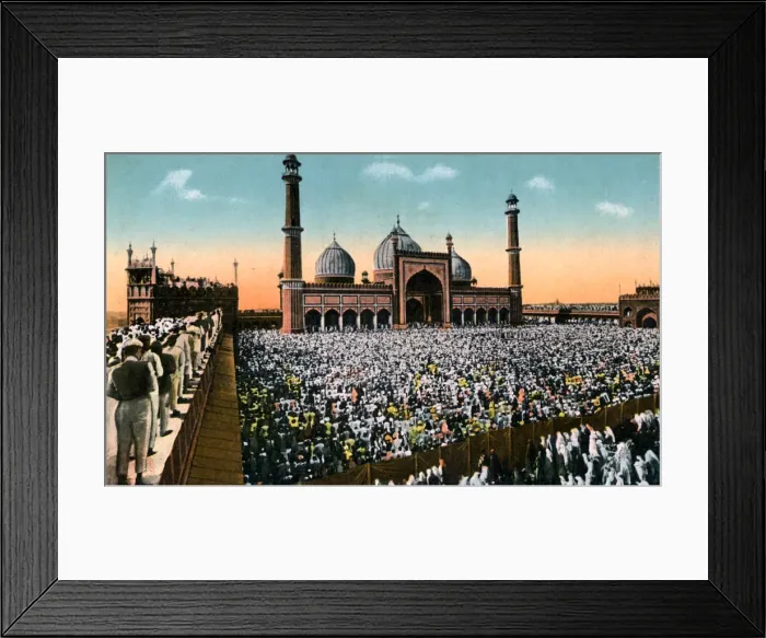 Framed Print : Friday prayers, Jama Masjid, Delhi, India, early 20th century Framed Print : Friday prayers, Jama Masjid, Delhi, India, early 20th century