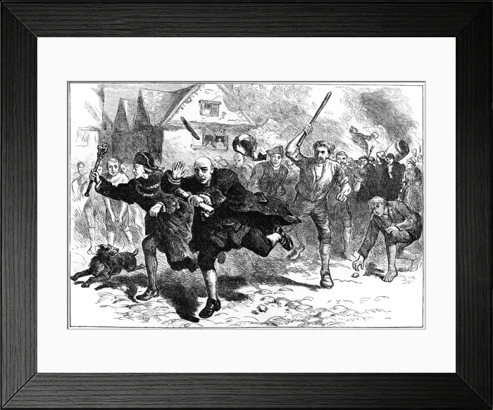 Framed Print : Flight of Thomas Hutchinson before the rioters, Boston, Massachusetts, 1765 (c1880) Framed Print : Flight of Thomas Hutchinson before the rioters, Boston, Massachusetts, 1765 (c1880)