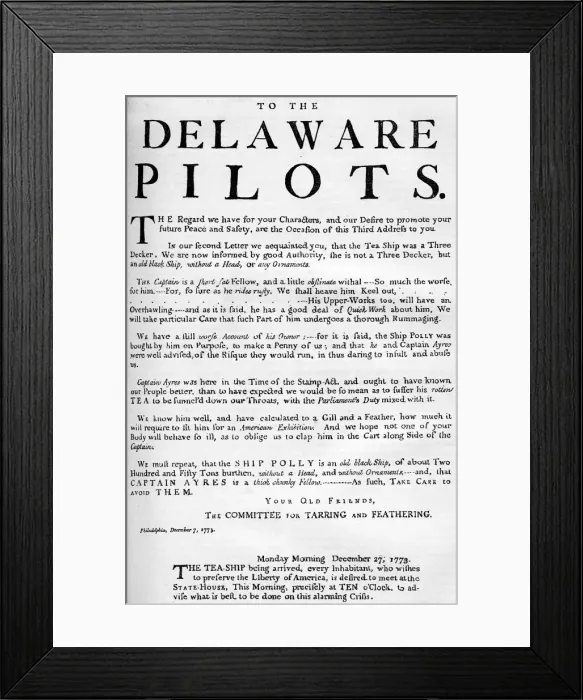 Framed Print : Facsimile of the proclamation about the tea ship, 1773 (c1880) Framed Print : Facsimile of the proclamation about the tea ship, 1773 (c1880)