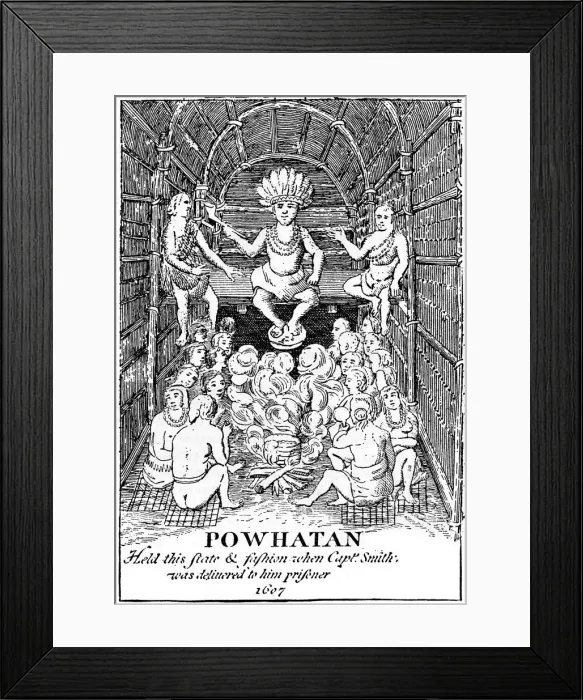 Framed Print : Powhatan in state, 1607 (c1880) Framed Print : Powhatan in state, 1607 (c1880)