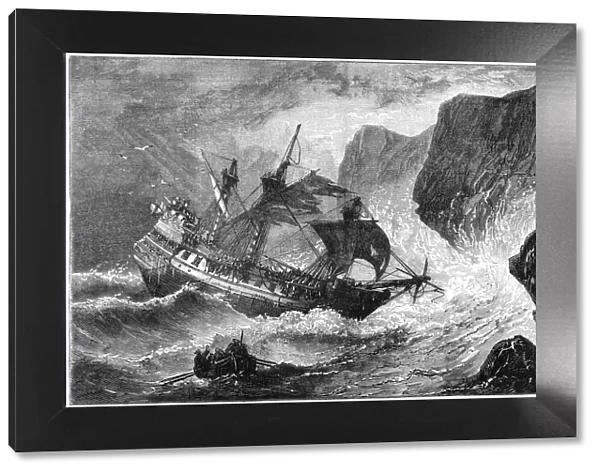 Admiral Somers runs his ship ashore, Bermuda, 1609 (c1880)