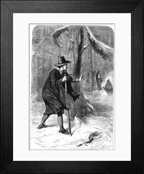 Framed Print : Roger Williams in the forest, America, c1630s (c1880). Artist: Whymper Framed Print : Roger Williams in the forest, America, c1630s (c1880). Artist: Whymper