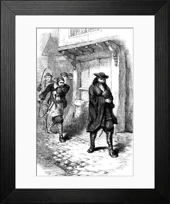 Framed Print : Attack on the captain of the Rose, c17th century (c1880) Framed Print : Attack on the captain of the Rose, c17th century (c1880)