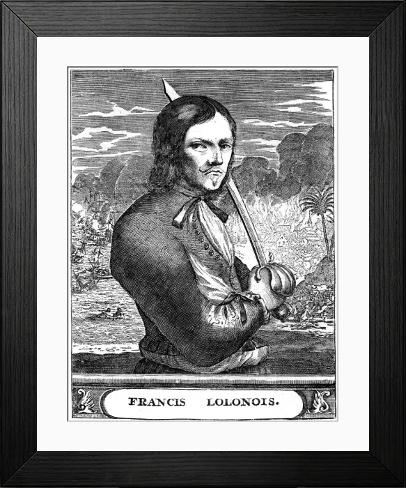 Framed Print : Francois l Ollonois, 17th century French buccaneer, c1880 Framed Print : Francois l Ollonois, 17th century French buccaneer, c1880