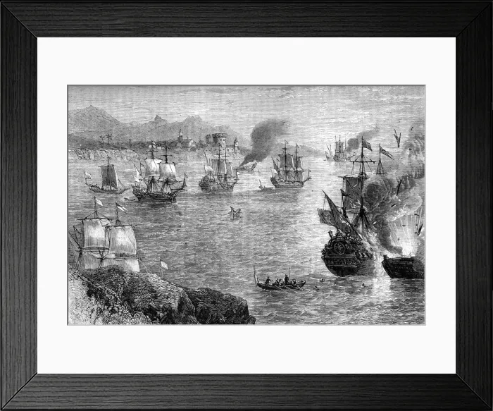Framed Print : Captain Morgans defeat of the Spanish fleet, 1660s (c1880) Framed Print : Captain Morgans defeat of the Spanish fleet, 1660s (c1880)