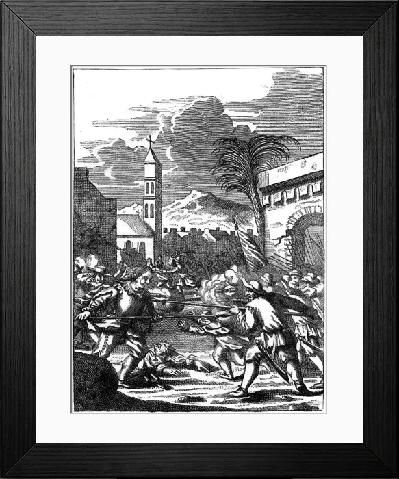 Framed Print : Sack of Puerto Principe, Hispaniola, by Captain Morgan, 1667 (c1880) Framed Print : Sack of Puerto Principe, Hispaniola, by Captain Morgan, 1667 (c1880)