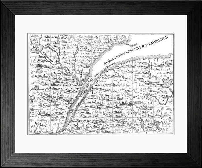 Framed Print : Map of the course of the River St Lawrence as far as Quebec, 1730 (c1880) Framed Print : Map of the course of the River St Lawrence as far as Quebec, 1730 (c1880)