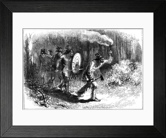 Framed Print : Tuscarora Indians tracking fugitives, late 17th-early 18th century (c1880) Framed Print : Tuscarora Indians tracking fugitives, late 17th-early 18th century (c1880)