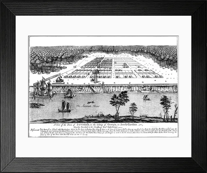 Framed Print : A view of the town of Savanah, in the colony of Georgia, South Carolina, 1741, (c1880) Framed Print : A view of the town of Savanah, in the colony of Georgia, South Carolina, 1741, (c1880)