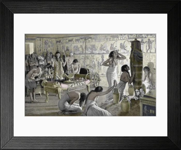 Framed Print : Scene of mourning at the funerary temple of Tutankhamun, Egypt, 1325 BC (1933-1934)