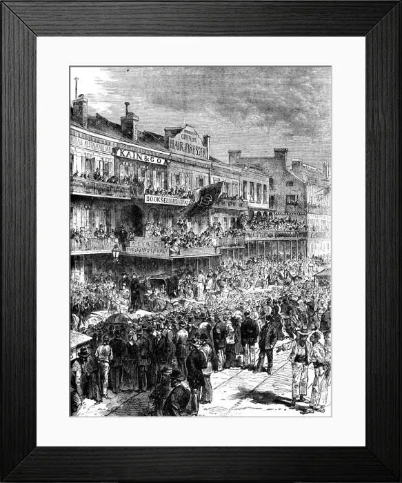 Framed Print : A street in New Orleans on election day, 1860 (c1880) Framed Print : A street in New Orleans on election day, 1860 (c1880)