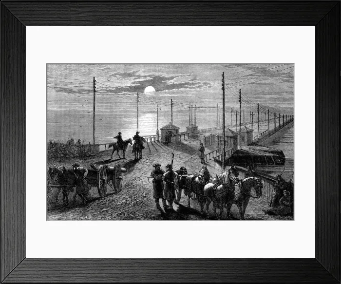 Framed Print : Guarding a bridge over the Potomac, American Civil War, c1861 (c1880) Framed Print : Guarding a bridge over the Potomac, American Civil War, c1861 (c1880)