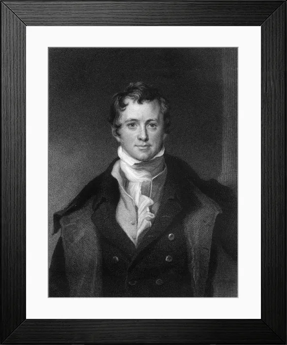 Framed Print : Sir Humphrey Davy, Cornish chemist and physicist, (1845). Artist: E Scriven