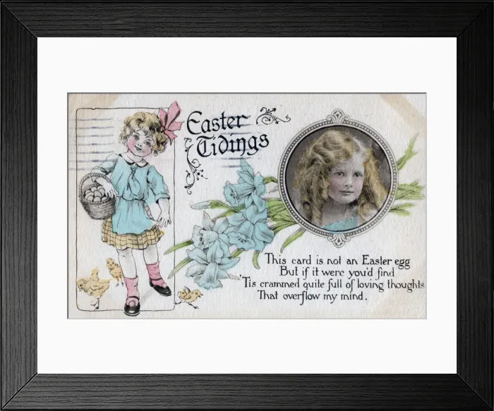 Framed Print : Easter Tidings, greetings card, c1923 Framed Print : Easter Tidings, greetings card, c1923