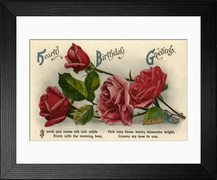 Framed Print : Birthday card, c1900-1929(?) Framed Print : Birthday card, c1900-1929(?)