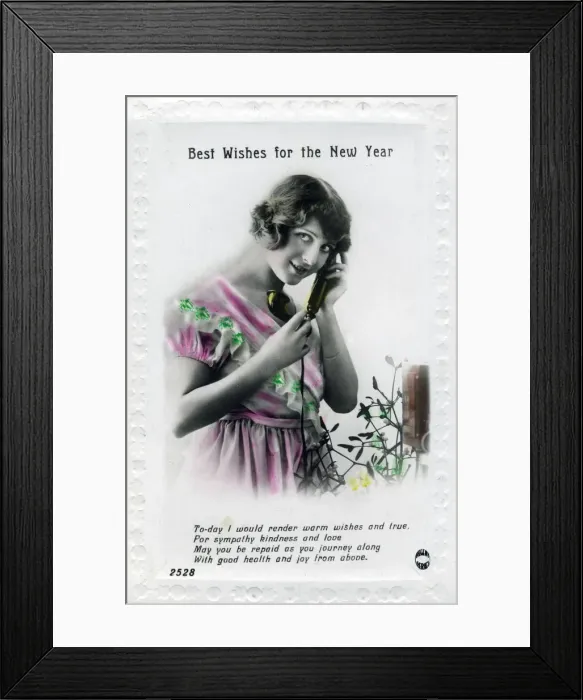 Framed Print : Best Wishes for the New Year, greetings card, c1920s(?) Framed Print : Best Wishes for the New Year, greetings card, c1920s(?)