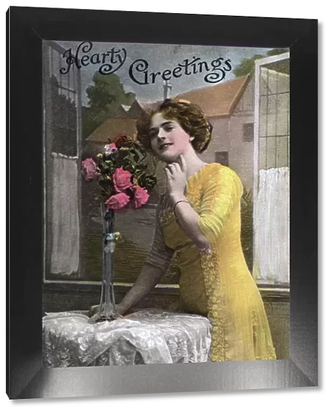 Hearty Greetings, birthday card, c1918