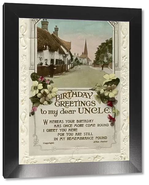Birthday Greetings to My Dear Uncle, birthday card, c1940. Artist: Valentine