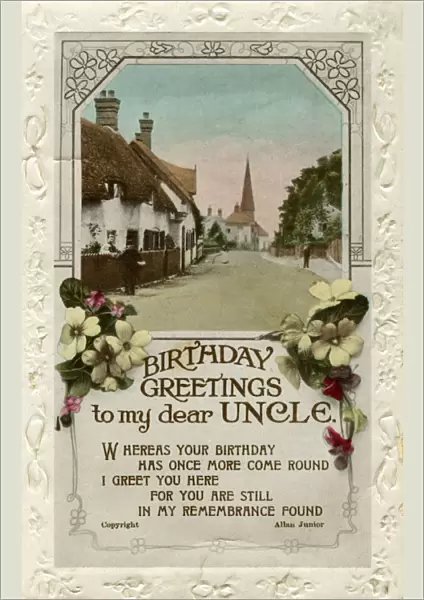 Birthday Greetings to My Dear Uncle, birthday card, c1940. Artist: Valentine