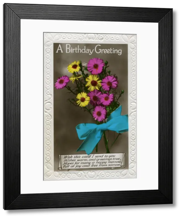 Framed Print : Birthday card, c1910-1939(?) Framed Print : Birthday card, c1910-1939(?)