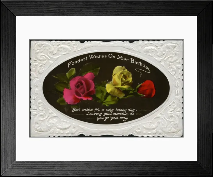 Framed Print : Birthday card, c1900-1939(?) Framed Print : Birthday card, c1900-1939(?)