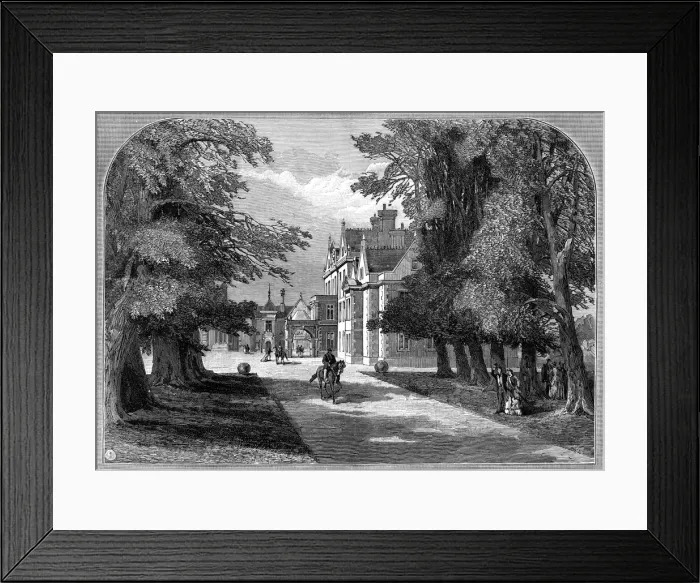 Framed Print : East front and principal entrance, Sandringham, Norfolk, 1887 Framed Print : East front and principal entrance, Sandringham, Norfolk, 1887