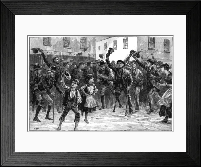 Framed Print : Cheering Lord Randolph Churchills name on hearing of his resignation, Loughrea, Ireland, 1887 Framed Print : Cheering Lord Randolph Churchills name on hearing of his resignation, Loughrea, Ireland, 1887